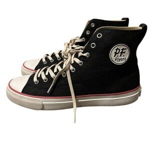 P.F. Flyers Black Canvas High-Top Sneakers with Red Trim Men’s Size: 10.5